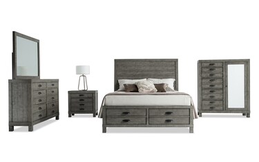 Chadwick Twin Rustic Trundle Bedroom Set With Bookcase Bed