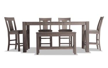 Blake Gray White 6 Piece Dining Set With Storage Bench Bob S Discount Furniture