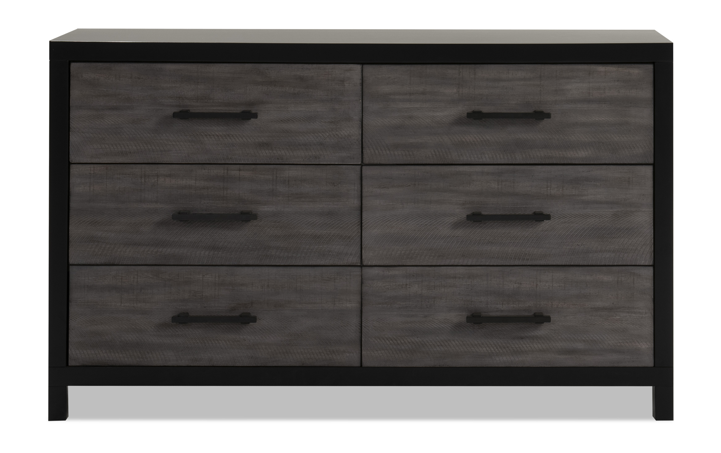 Fusion Black & Gray 6 Drawer Dresser