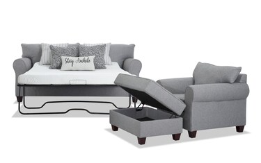 Laurel Gray 90 Queen Sleeper Sofa 2 Chairs Bob s Discount Furniture Mattress Store