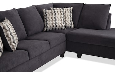 Virgo Charcoal 119'' 2 Piece Right Arm Facing Sectional | Bob's 