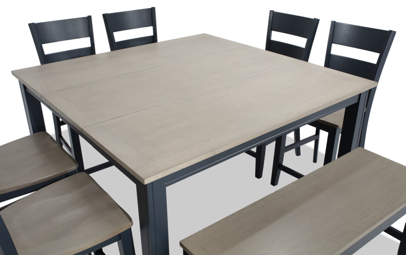 Blake 8 Piece Gray & Graphite Extendable Counter Height Dining Set with ...