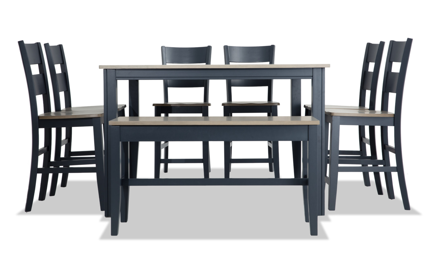 Blake Extendable Table Blake 8 Piece Gray & Graphite Extendable Counter Height Dining Set with ...