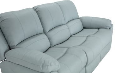 Storm Leather Aqua Power Sofa and Manual Gliding Recliner