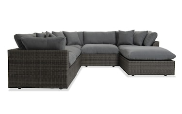 Dream 6 Piece Gray Wicker Outdoor Sectional Bob s Discount Furniture Mattress Store