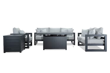 Glam 5 Piece Gray Aluminum Outdoor Conversation Set Bob s Discount Furniture Mattress Store