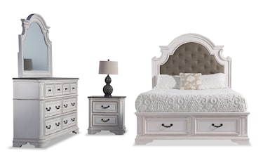 Starlet Lane 5 Pc White Colors,White Gray Queen Bedroom Set With