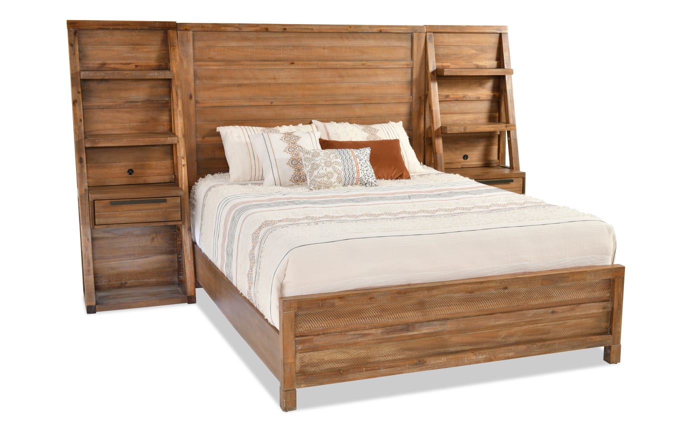 Canyon 5 Piece Queen Light Oak Wall Bedroom Set | Bob's Discount ...