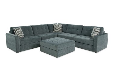 Modular Bob Spa Blue 147 5 Piece Modular Sofa 1 Left Arm Facing Chair 1 Armless Chair 2 Consoles 1 Right Arm Facing Chair Bob s Discount Furniture Mattress Store
