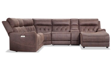 Canyon Walnut 126 Power Reclining 6 Piece Sectional with Power Headrest Bob s Discount Furniture Mattress Store