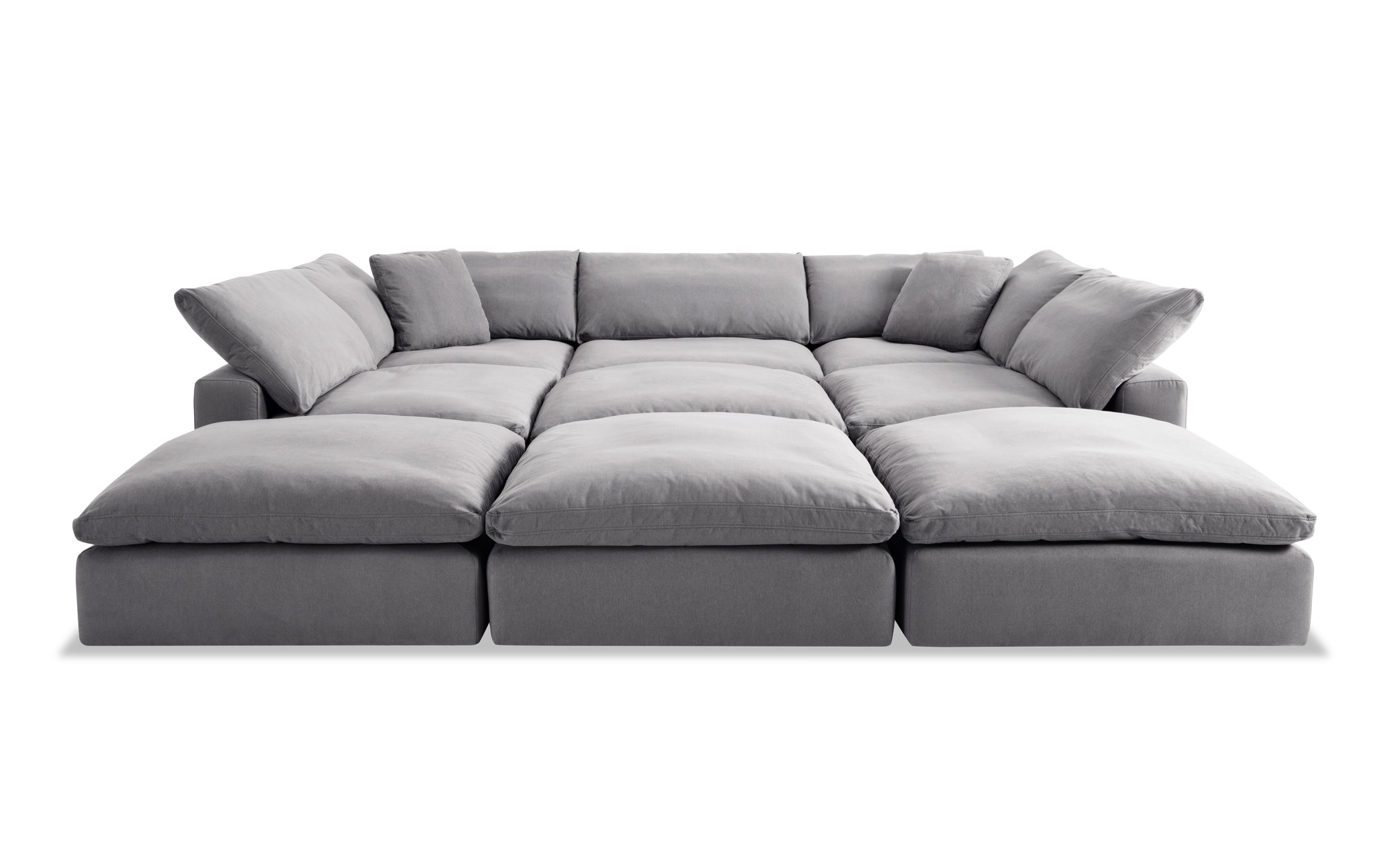 Dream Gray 131'' 9 Piece Modular Sectional with 4 Ottomans, 3 Armless Chairs, 2 Corners
