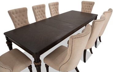 Canyon 9 Piece Gray Faux Leather Square Dining Set