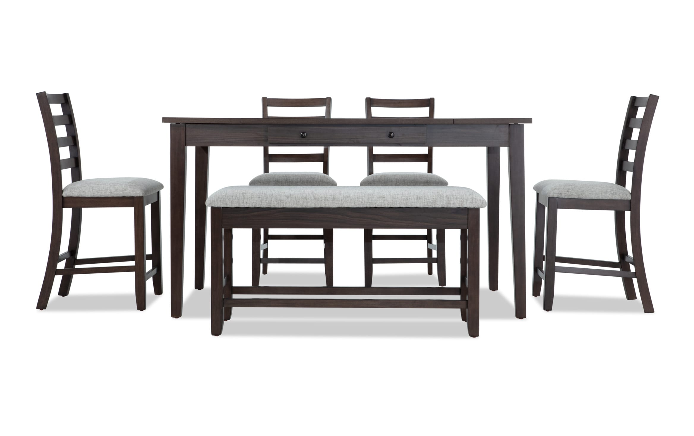 Homeworks 6 Piece Brown & Gray Counter Height Dining Set with Storage Bench