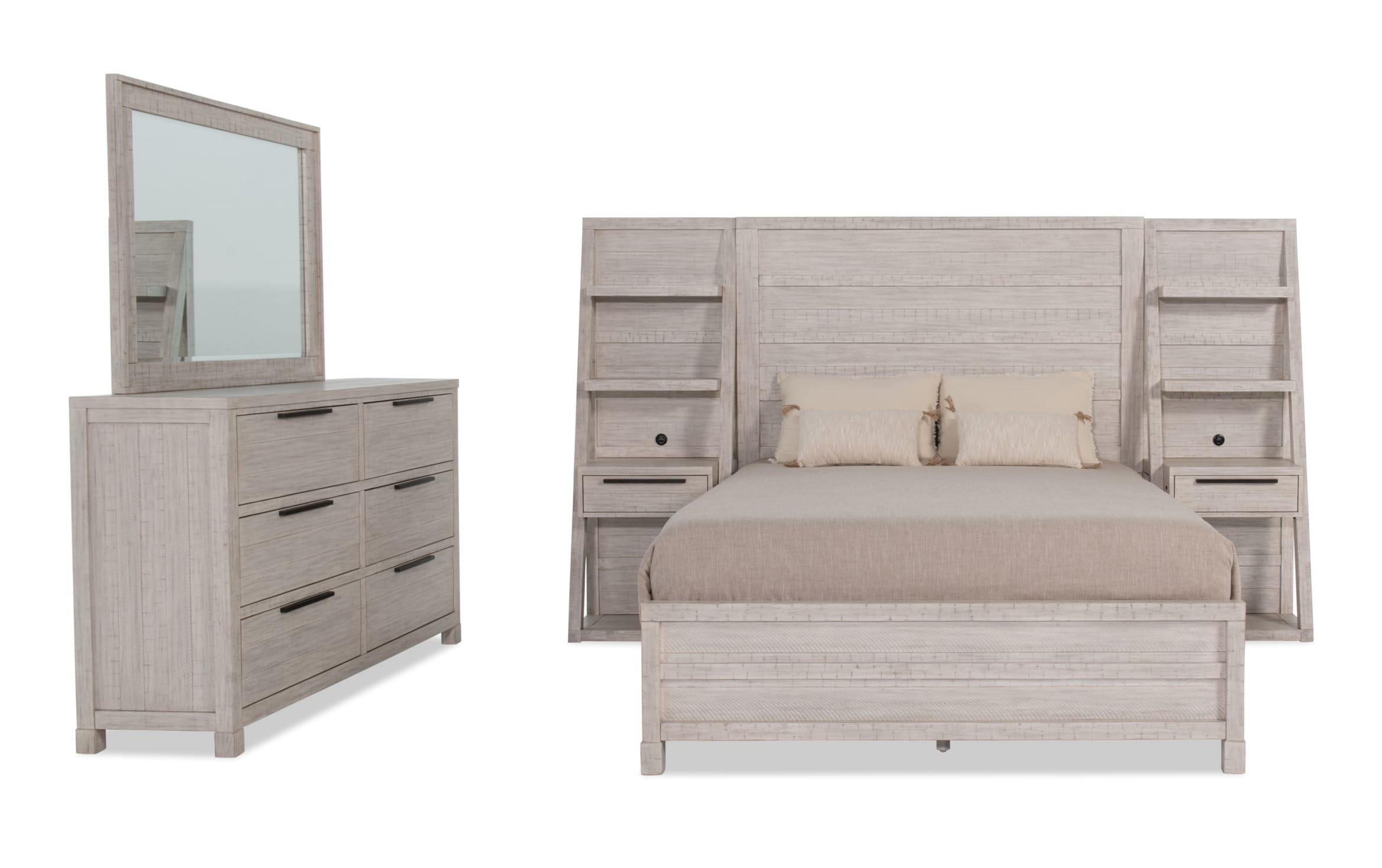 Canyon 5 Piece King White Wall Bedroom Set
