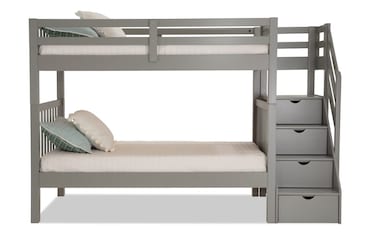 Keystone Twin Twin Gray Stairway Bunk Bed Bob s Discount Furniture Mattress Store