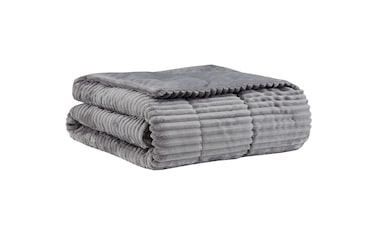 Aliza 60'' x 70'' Gray Corduroy Throw Blanket