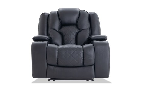 panther black leather dual power reclining sofa