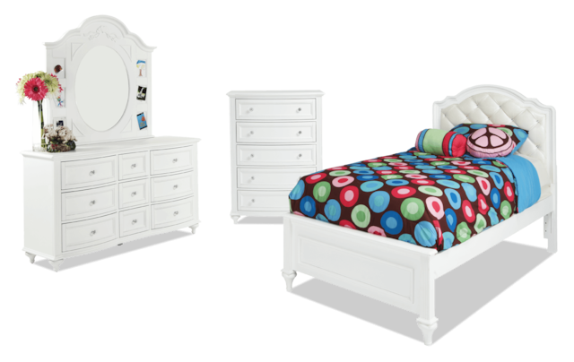 Madelyn Full White Upholstered Youth Bedroom Set