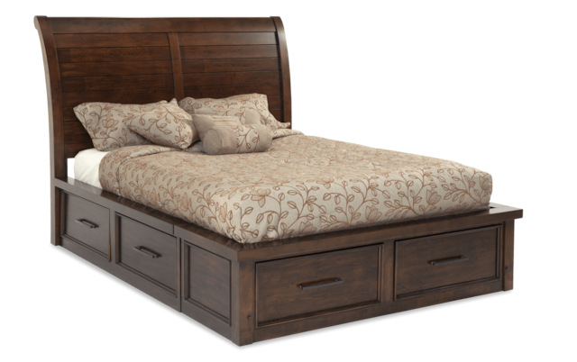 Hudson Queen Pecan Storage Bedroom Set, Queen Size Storage Bed Sets
