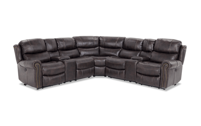 Lannister 7 Piece Power Reclining, Large Black Leather Reclining Sectional Couch