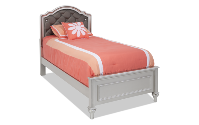 Madelyn Twin Platinum Upholstered Bed Bobs Madelyn Twin Platinum Upholstered Bed