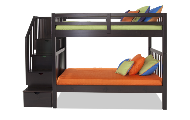 Keystone Espresso Stairway Bunk Bed With 2 Twin Bob O Pedic 6 Memory Foam Mattresses Keystone Espresso Stairway Bunk Bed With 2 Twin Bob O Pedic 6 Memory Foam Mattresses