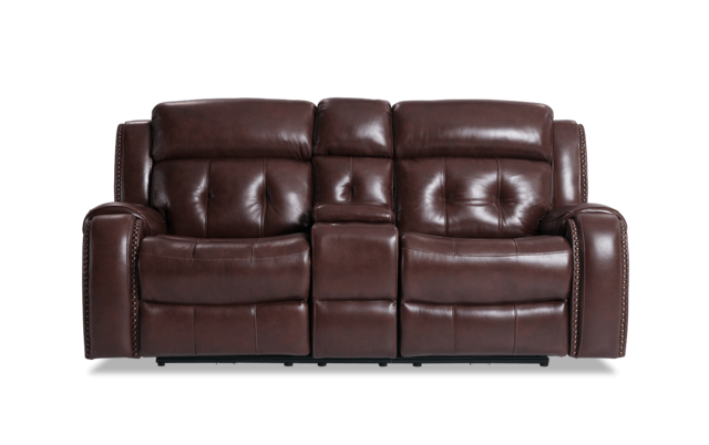Magellan Leather Power Reclining Console Loveseat Bobs Com Magellan Leather Power Reclining