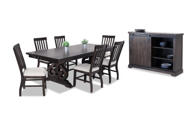 Sanctuary 8 Piece Dining Set With Slat Chairs Server Bobs Com