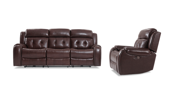 Magellan Leather Power Reclining Sofa Recliner Bobs Com Magellan Leather Power Reclining Sofa