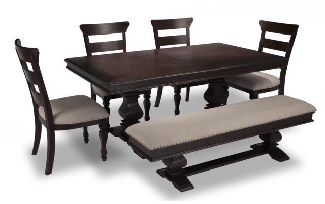 Riverdale 6 Piece Dining Set With Storage Bench Wood Side Chairs