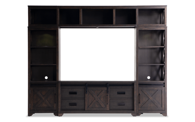 Montana Brown 4 Pc Wall Unit W 55 Tv Console Bobs Com