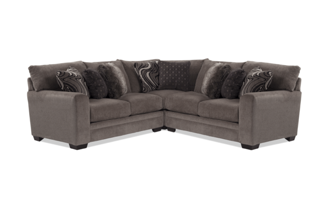 Luxe Gray 3 Piece Sectional Bob S, Pit Sectional Sofa Bobs Furniture