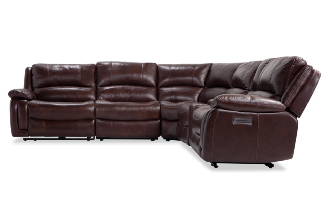 Titan Leather 6 Piece Power Reclining, Leather Sectional Recliner Sofa