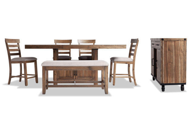 Sonoma 7 Piece Espresso Counter Set With Storage Bench Server Sonoma 7 Piece Espresso Counter Set With Storage Bench Server