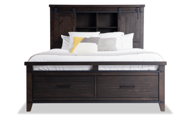 Montana Queen Brown Bookcase Storage Bed Bobs Com