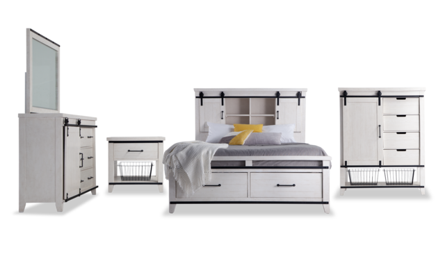 Montana Queen White Bookcase Storage Bedroom Set Bobs Com