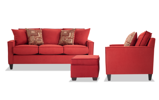 Jessie 80 Red Sofa Chair Storage Ottoman Bobs Com