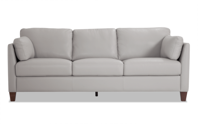 Antonio Light Gray Leather Sofa Bob S, Light Leather Couch