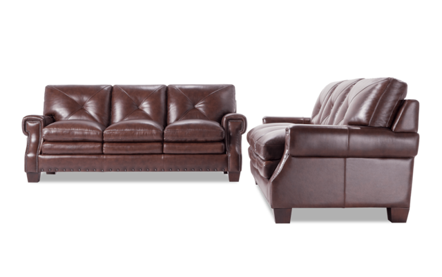 Kennedy Brown Leather Sofa Set Bobs Com