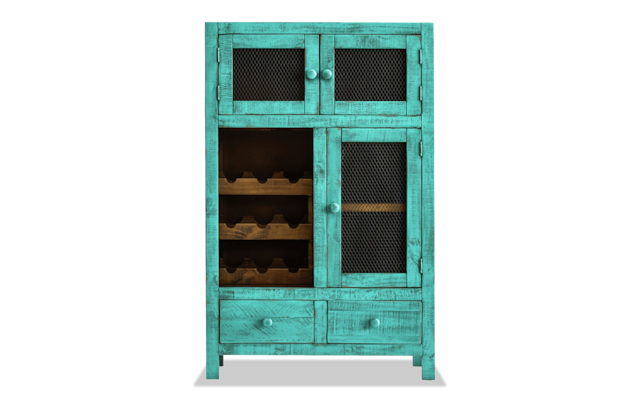 Napa Turquoise Wine Cabinet Outlet Bobs Com