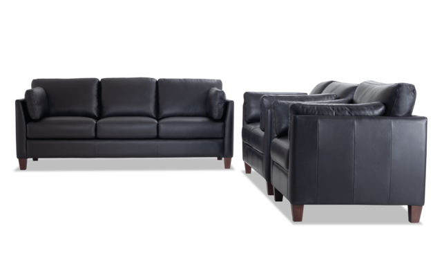 Antonio Black Leather Bob O Pedic Queen Sleeper Sofa Loveseat
