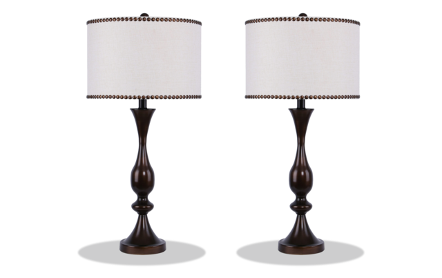 Set of 2 Chelsea Nailhead Bronze Table Lamps | Bob's Discount Furniture