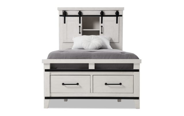 Montana Youth Twin White Bookcase, White Full Bookcase Bed With Storage