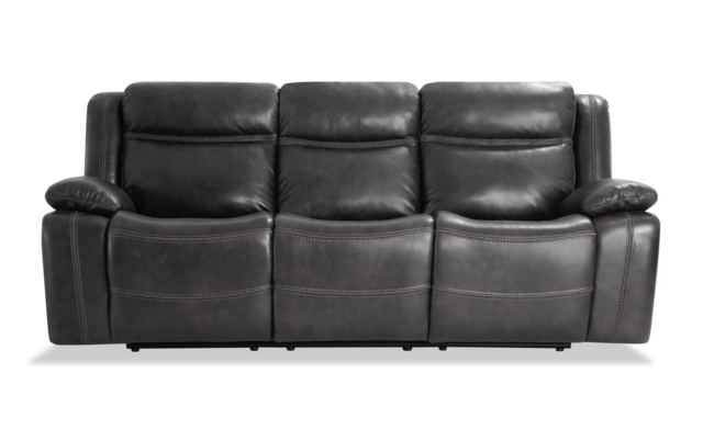 Trailblazer Gray Leather Power, Gray Leather Reclining Sofa