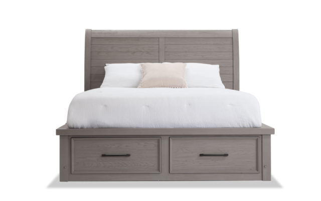 Hudson Queen Gray Storage Bed Bob S, Grey Queen Size Bed Frame With Drawers