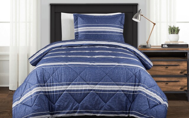 Blue Stripe 2 Piece Twin Xl Comforter Set Bobs Com