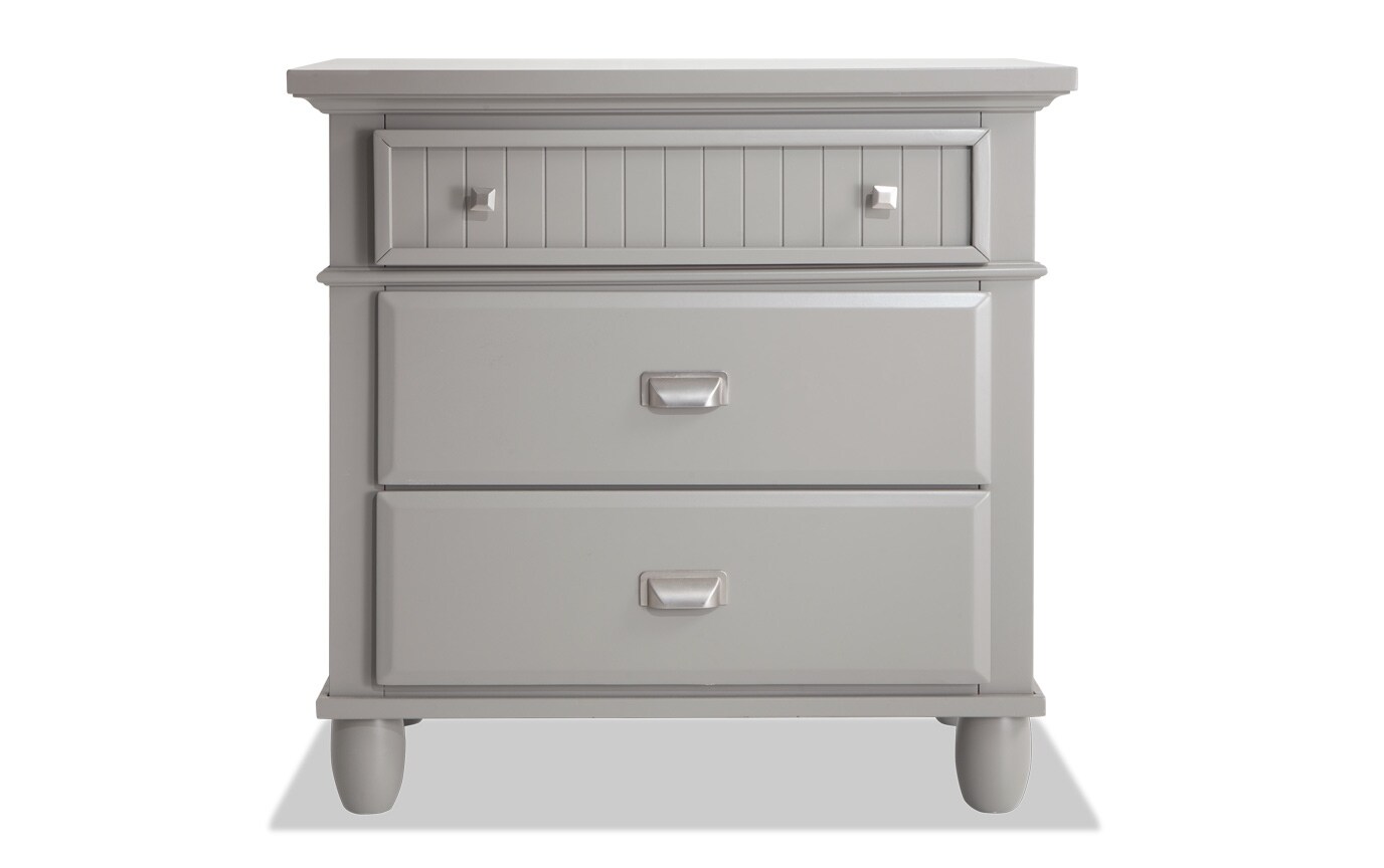 white and gray nightstand