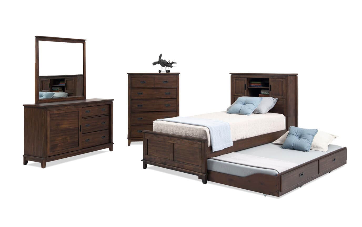 Chadwick Twin Rustic Trundle Bedroom Set With Bookcase Bed Chadwick Twin Rustic Trundle Bedroom Set With Bookcase Bed