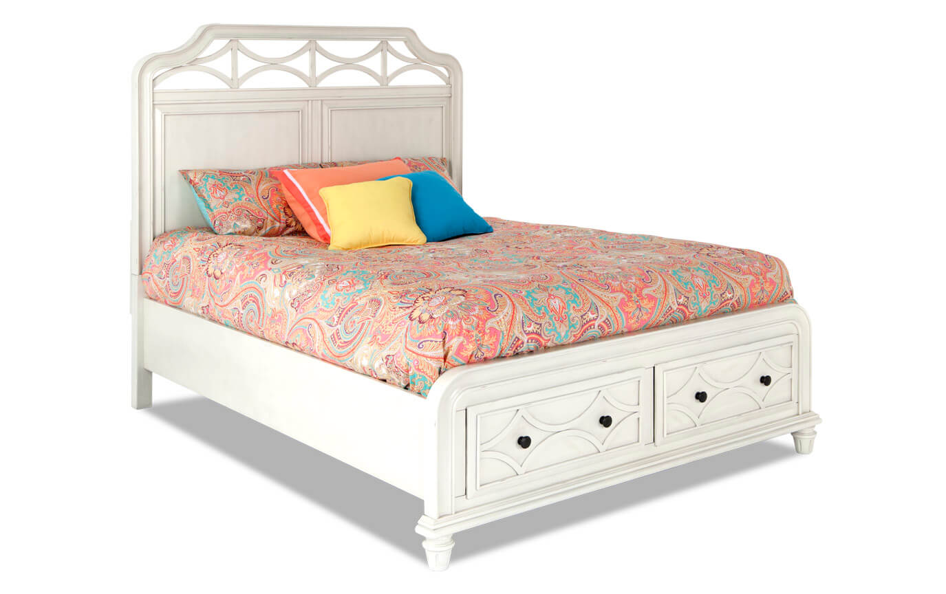 Mystic Bay Full White Storage Bed