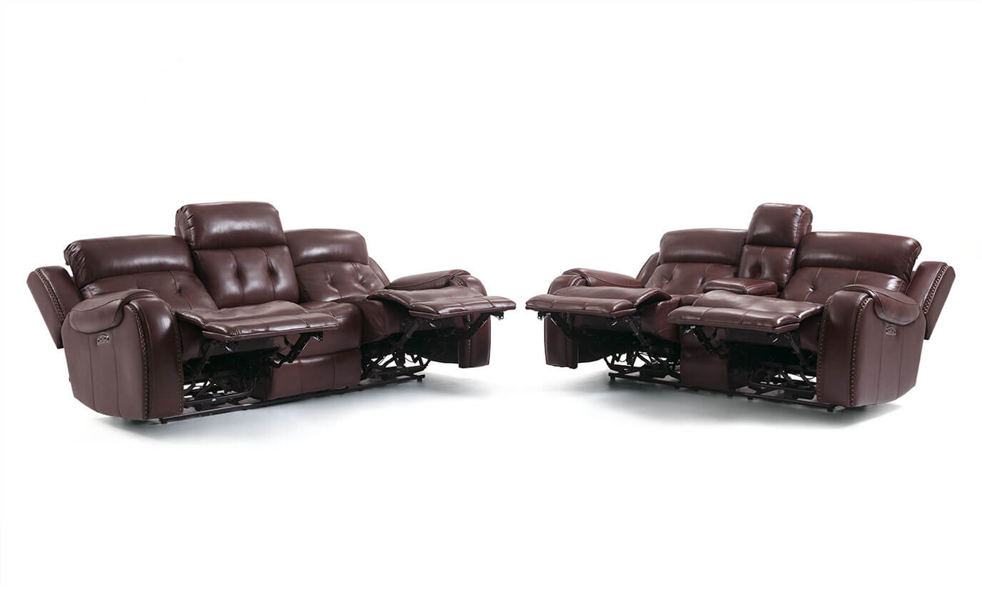 Magellan Leather Power Reclining Sofa Console Loveseat Bobs Com Magellan Leather Power Reclining Sofa